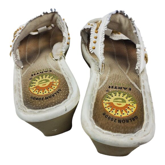 EARTH SPIRIT Sandals MAGNOLIA Womens Size 6 White Slip On Boho Tribal Beaded - Picture 4 of 7